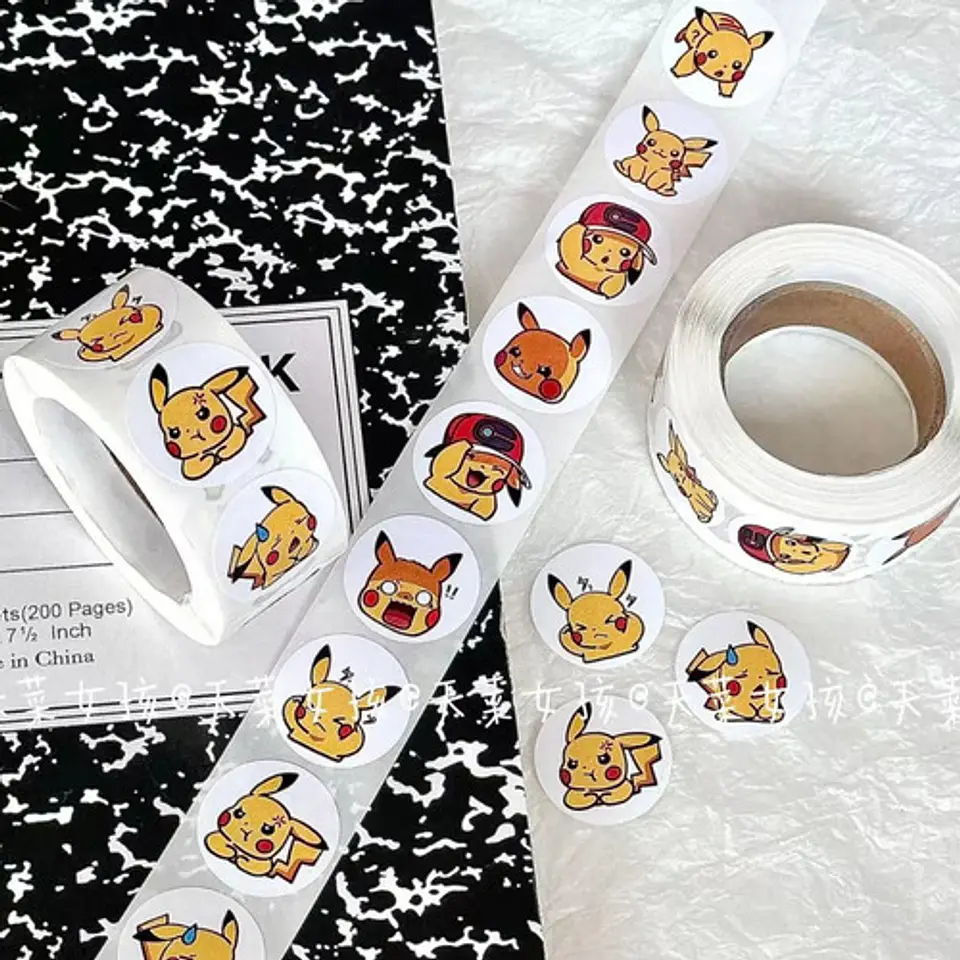 Pikachu - Set De 500 Stickers / Rollo De Pegatinas 1