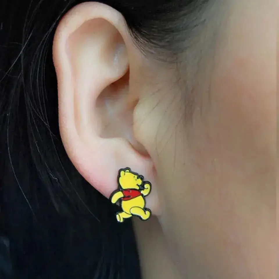 Aros Aretes Pendientes De Winnie The Pooh / Acero Quirúrgico 2