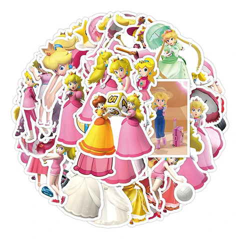 Princesa Peach - Set De 50 Stickers / Calcomanias / Pegatina
