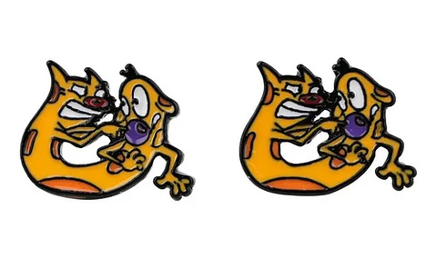 Aros Aretes Pendientes Catdog / Acero Quirúrgico