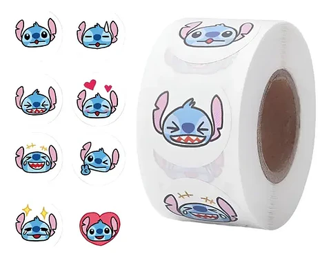 Stitch - Set De 500 Stickers / Rollo De Pegatinas
