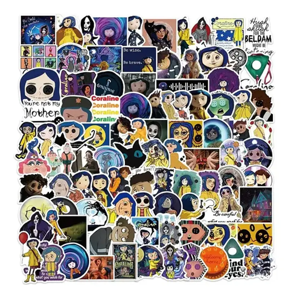 Set 100 Stickers De Coraline - Pegatinas / Calcomanías 3