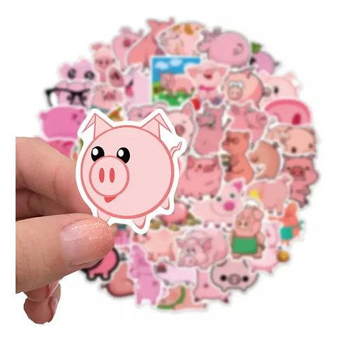Cerdo Kawaii - Set 50 Stickers / Calcomanías / Pegatinas