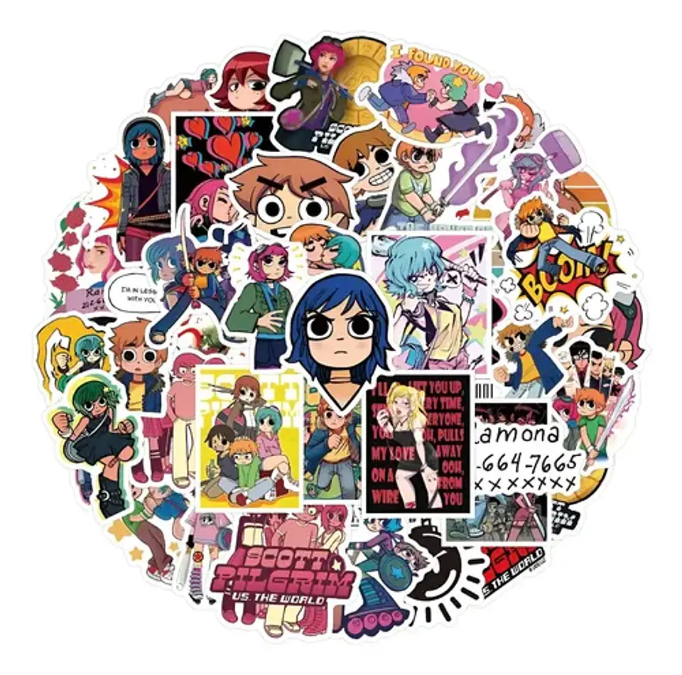 Scott Pilgrim - Set De 50 Stickers / Calcomanías / Pegatinas 1