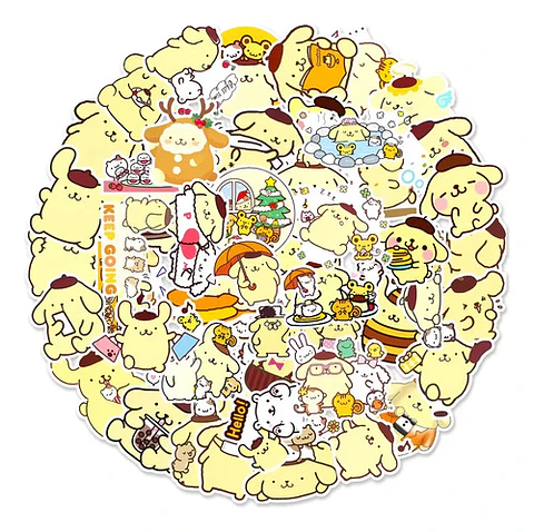 Pompompurin / Hello Kitty - Set 50 Stickers / Calcomanías