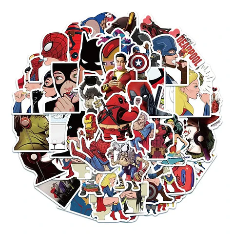 Super Marvel Heroes - Set De 50 Stickers / Calcomanías