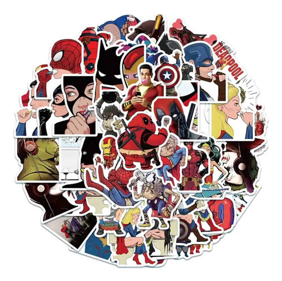 Super Marvel Heroes - Set De 50 Stickers / Calcomanías 1