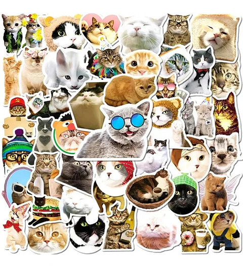 Gatitos Mininos Kawaii - Set De 50 Stickers / Calcomanías