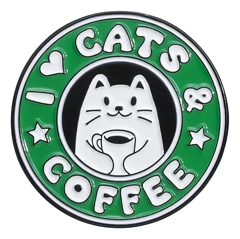 Pins De Gatitos /  I Love Coffee / Pines Metálicos
