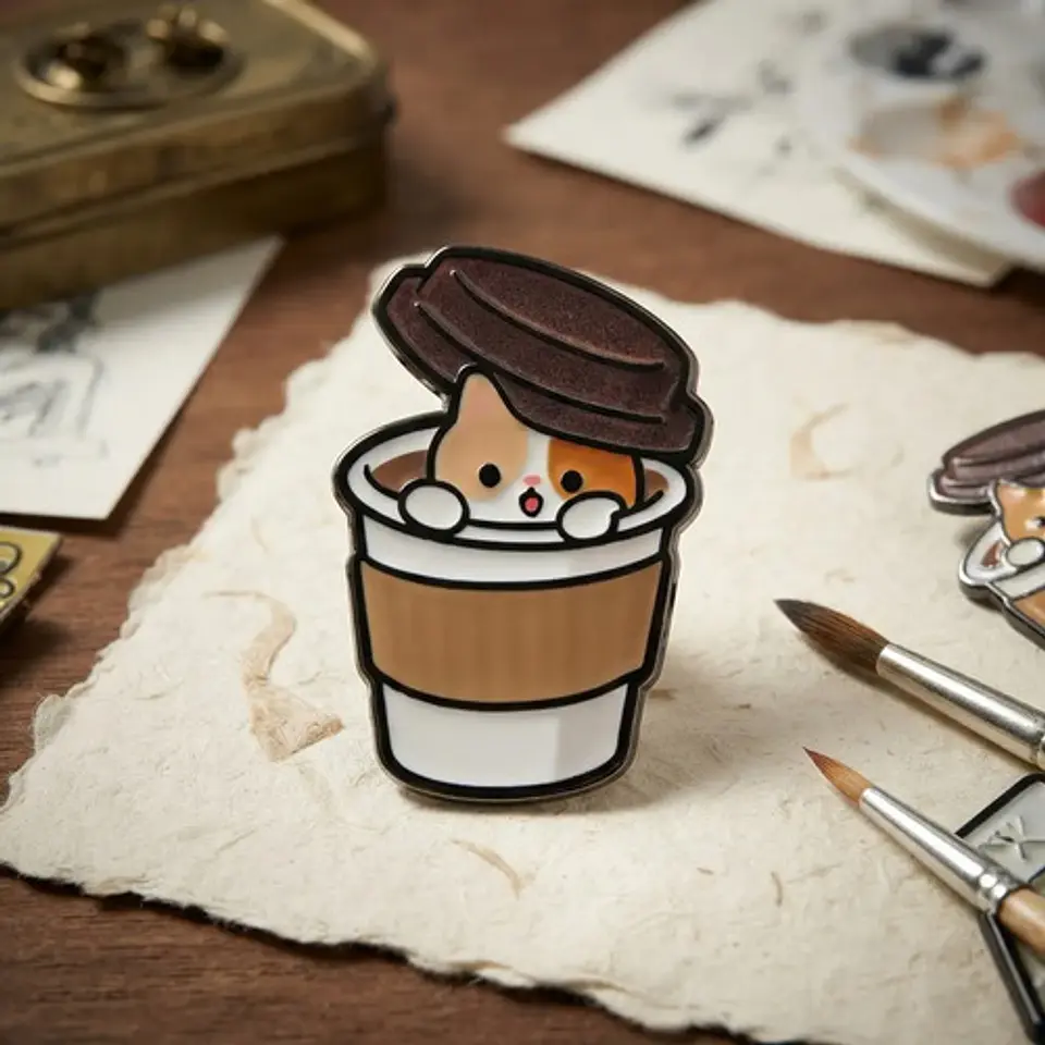Pins De Gatitos /  I Love Coffee / Pines Metálicos 20
