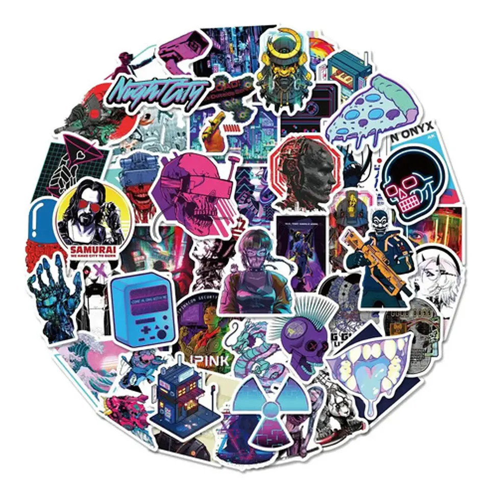 Estilo Cyberpunk - Set De 50 Stickers / Calcomanías 1