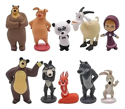 Set De 10 Figuritas Masha Y El Oso / Figuras De Accion / X10