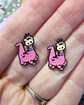 Aros Aretes Pendientes De Dino / Acero Quirúrgico - Miniatura 4