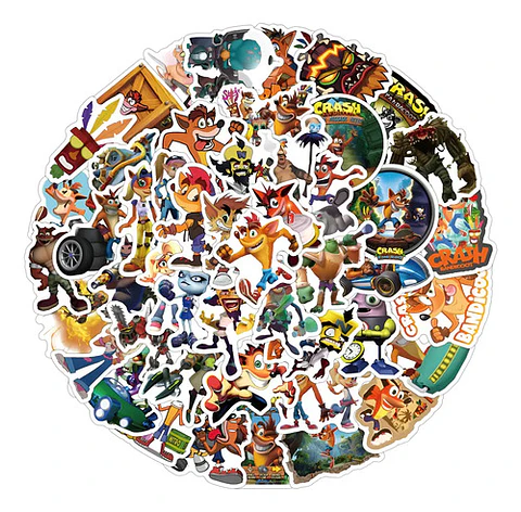 Crash Bandicoot - Set De 50 Stickers / Calcomanías