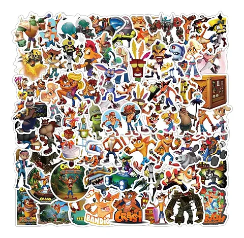 Crash Bandicoot - Set De 50 Stickers / Calcomanías