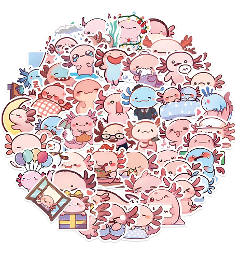 Axolotl / Ajolote - Set De 50 Stickers / Calcomanías