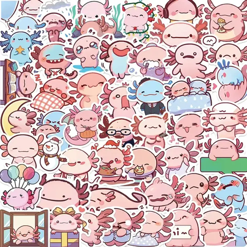 Axolotl / Ajolote - Set De 50 Stickers / Calcomanías 2