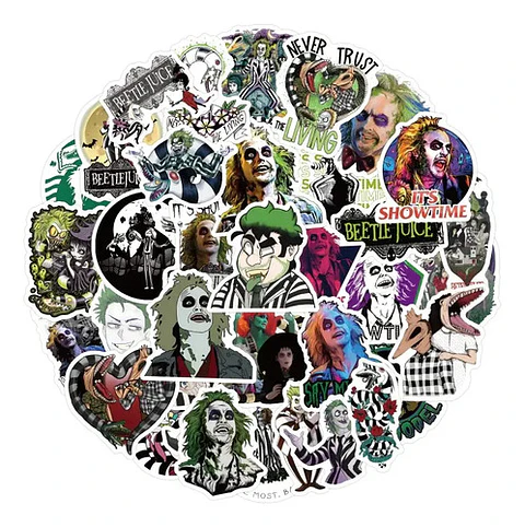 Beetlejuice - Set De 50 Stickers / Calcomanías Autoadhesivas