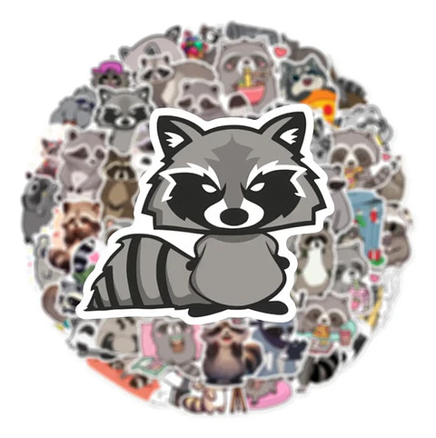 Mapache Kawaii - Set De 50 Stickers / Calcomanías