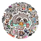 Mapache Kawaii - Set De 50 Stickers / Calcomanías - Miniatura 3
