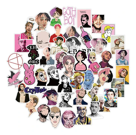 Lil Peep - Set De 50 Stickers / Calcomanías - Adhesivos