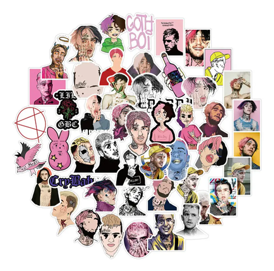 Lil Peep - Set De 50 Stickers / Calcomanías - Adhesivos 1