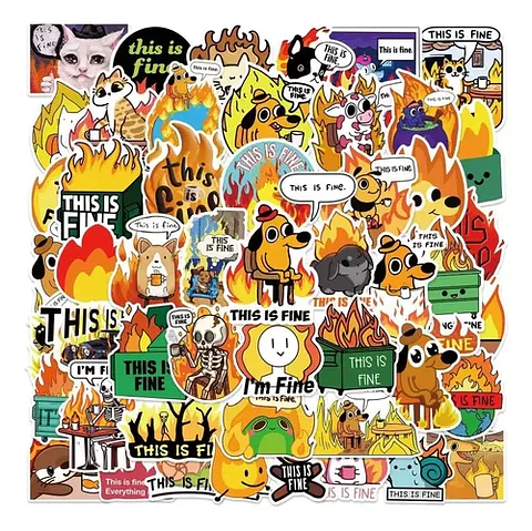 This Is Fine - Set 50 Stickers / Calcomanías Autoadhesivas