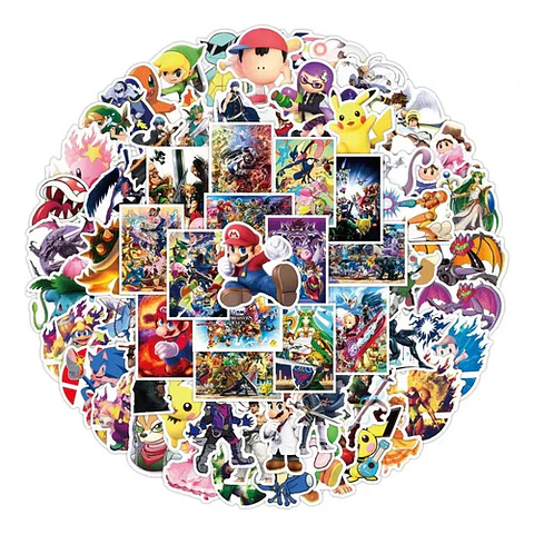 Set 100 Stickers De Super Smash Bros - Pegatinas/calcomanias
