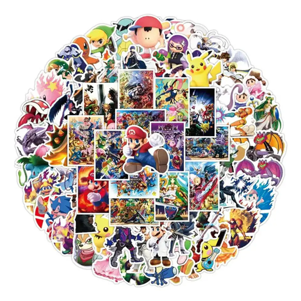 Set 100 Stickers De Super Smash Bros - Pegatinas/calcomanias 1