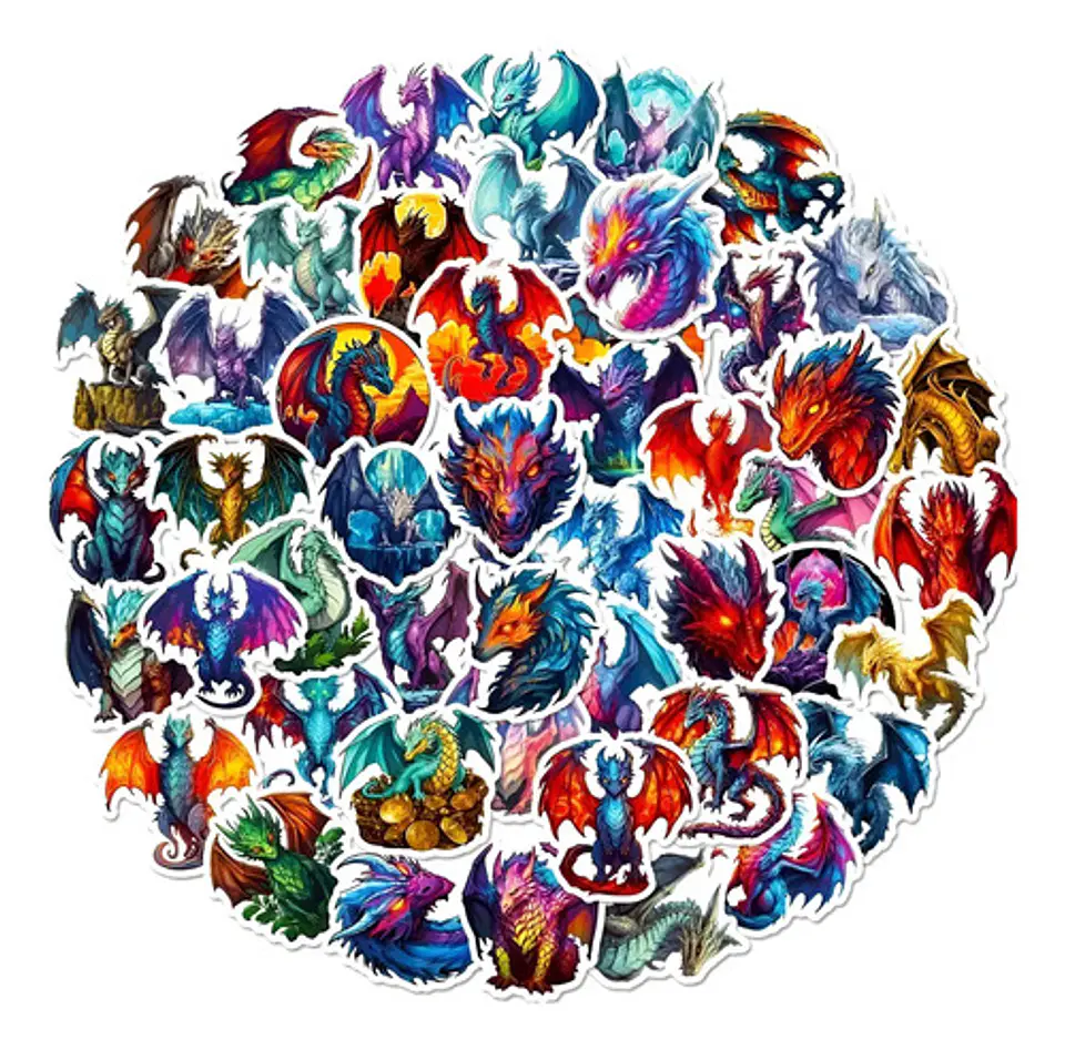 Dragones - Set 50 Stickers / Calcomanías Adhesivas 1