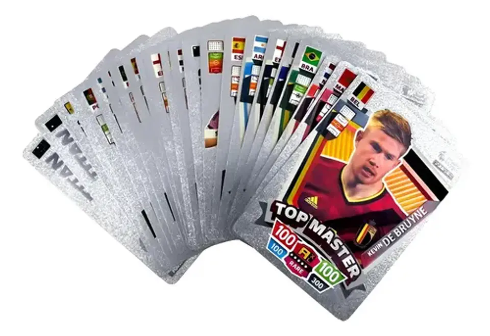 55 Cartas De Futbol De Super Estrellas Diseño Plateado 1