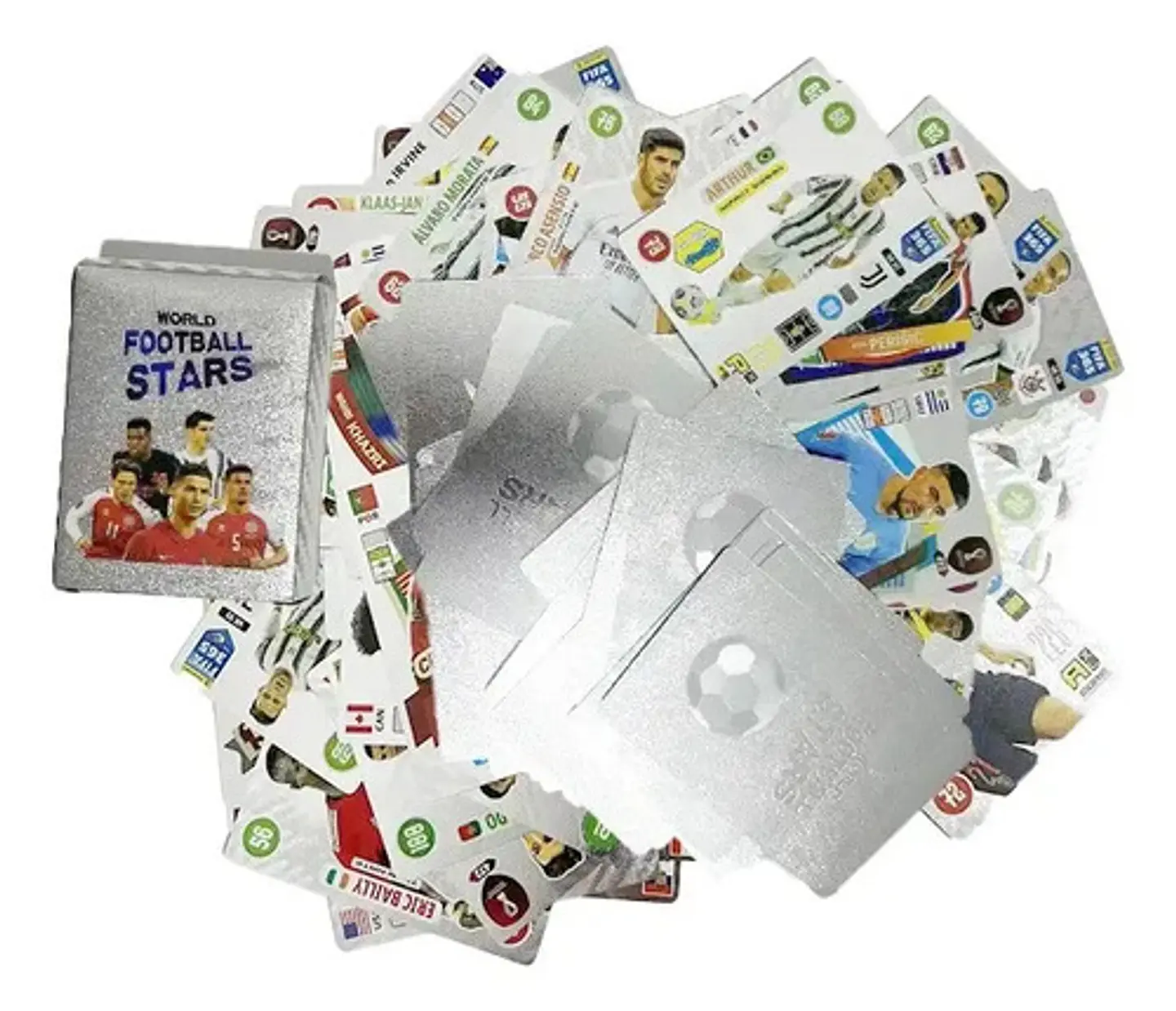 55 Cartas De Futbol De Super Estrellas Diseño Plateado 5