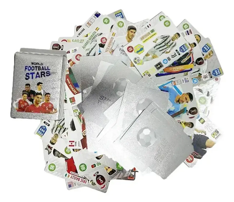 55 Cartas De Futbol De Super Estrellas Diseño Plateado 5