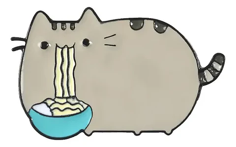Pins De Gato Comiendo / I Love Cats / Broches Metálicos