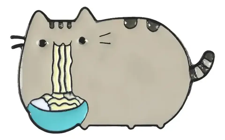 Pins De Gato Comiendo / I Love Cats / Broches Metálicos 1