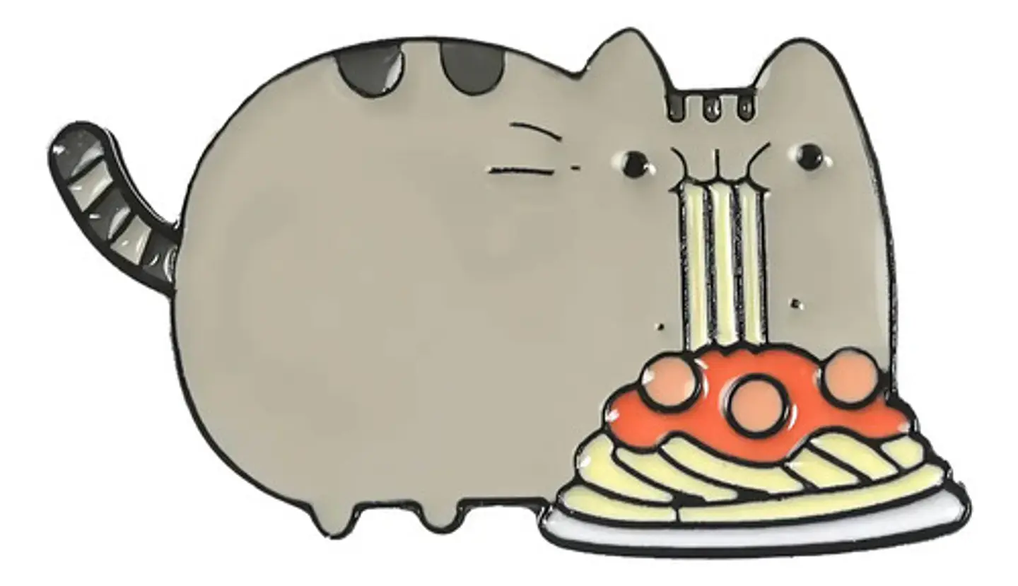 Pins De Gato Comiendo / I Love Cats / Broches Metálicos 4