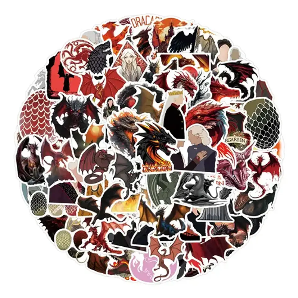 Set 100 Stickers De La Casa Del Dragon - Pegatinas 1