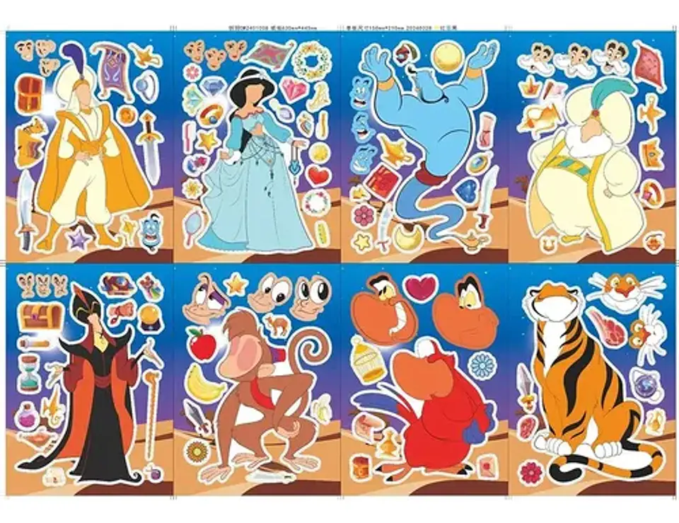 Pack X16 Láminas Stickers De Aladdin Adhesivos 4