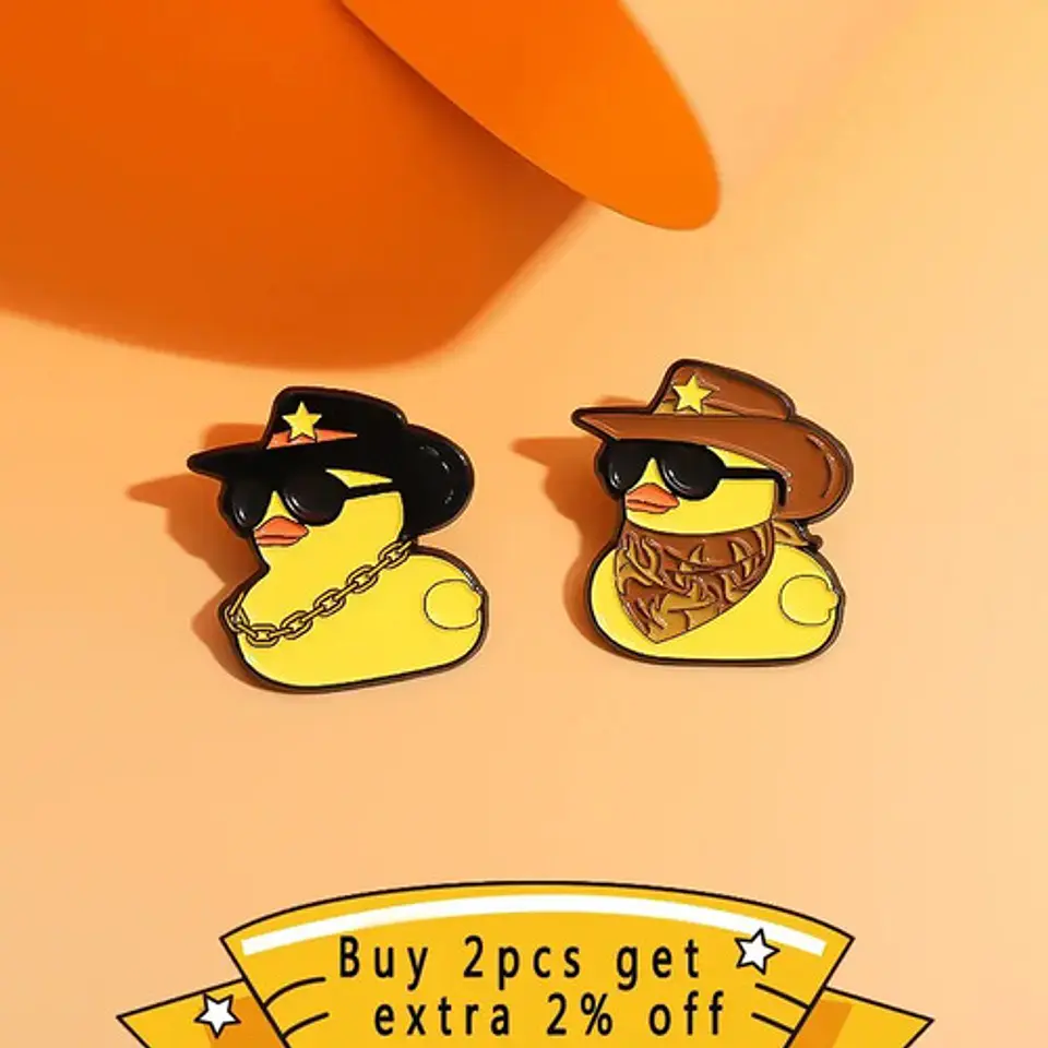 Pins De Pato Vaquero / Pato Kawaii / Broches Metálicos 20