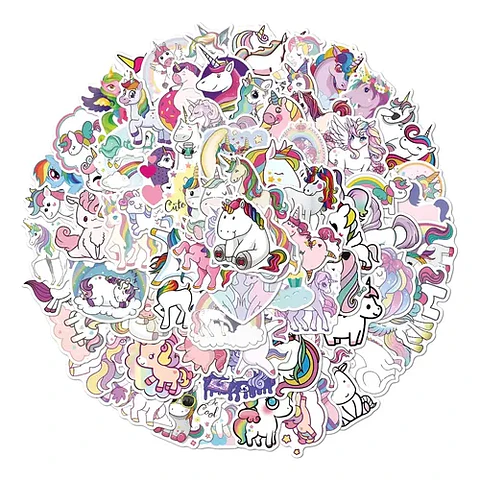 Set 100 Stickers De Unicornios - Pegatinas / Calcomanias