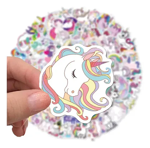 Set 100 Stickers De Unicornios - Pegatinas / Calcomanias