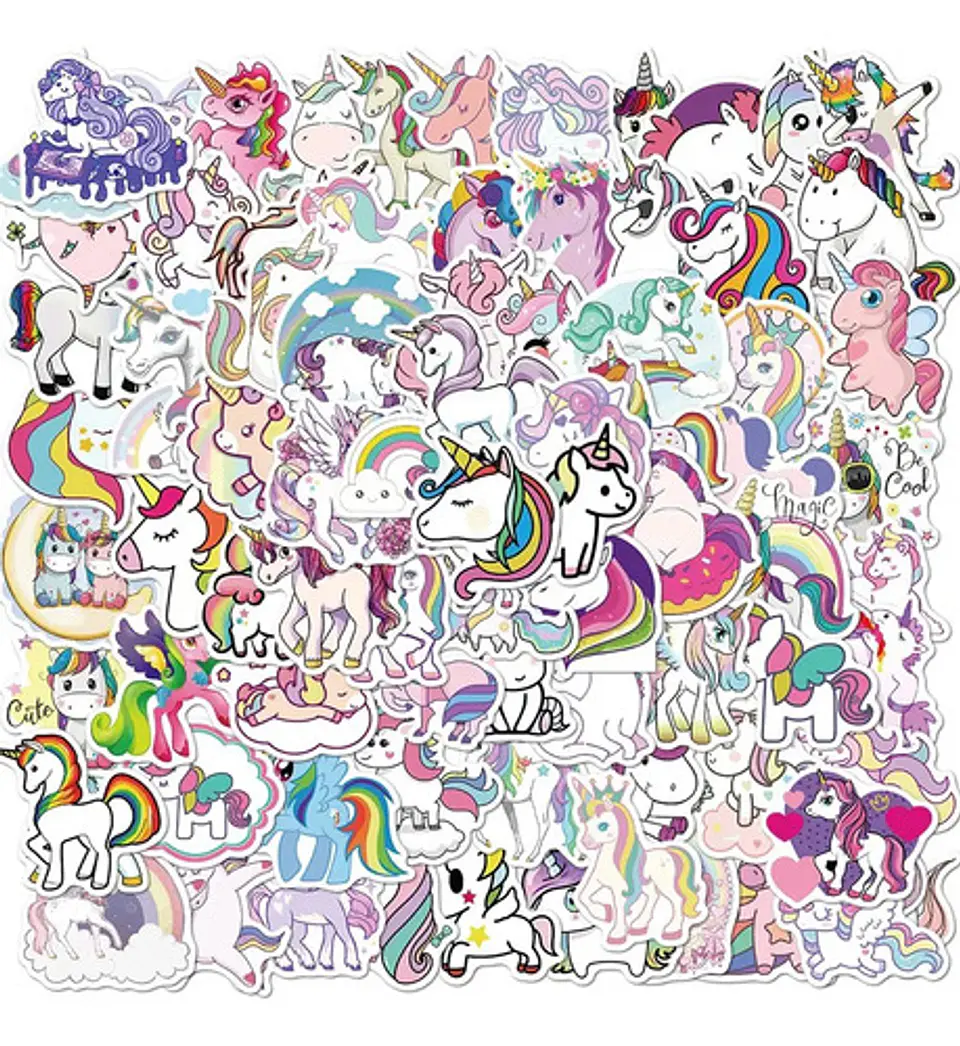 Set 100 Stickers De Unicornios - Pegatinas / Calcomanias 4