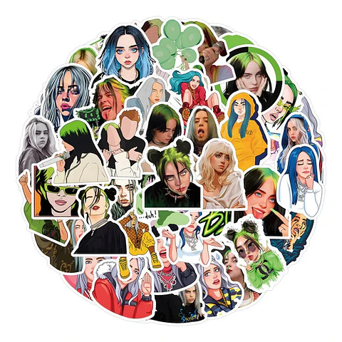 Set 100 Stickers De Billie Eilish - Pegatinas / Calcomanías