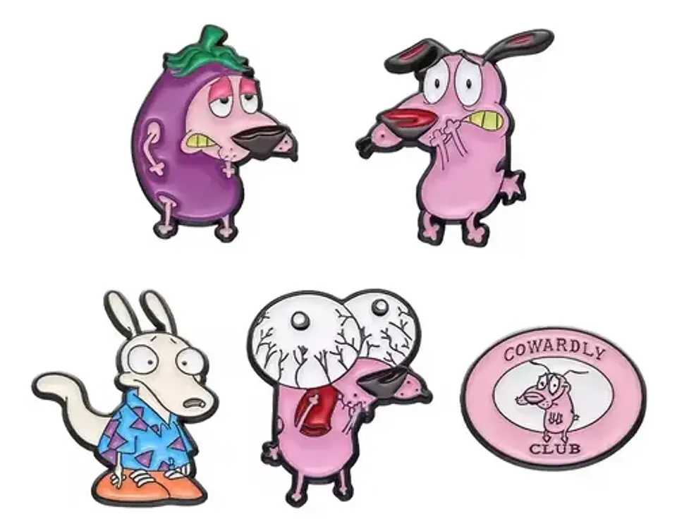 Pins Del Perro Cobarde / Coraje / (pines) Broches Metálicos 6