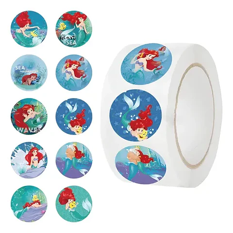 La Sirenita - Set De 500 Stickers / Rollo De Pegatinas