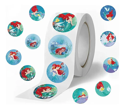 La Sirenita - Set De 500 Stickers / Rollo De Pegatinas