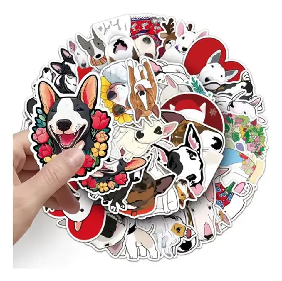 Perro Bull Terrier Kawaii - Set De 50 Stickers / Calcomanias 5