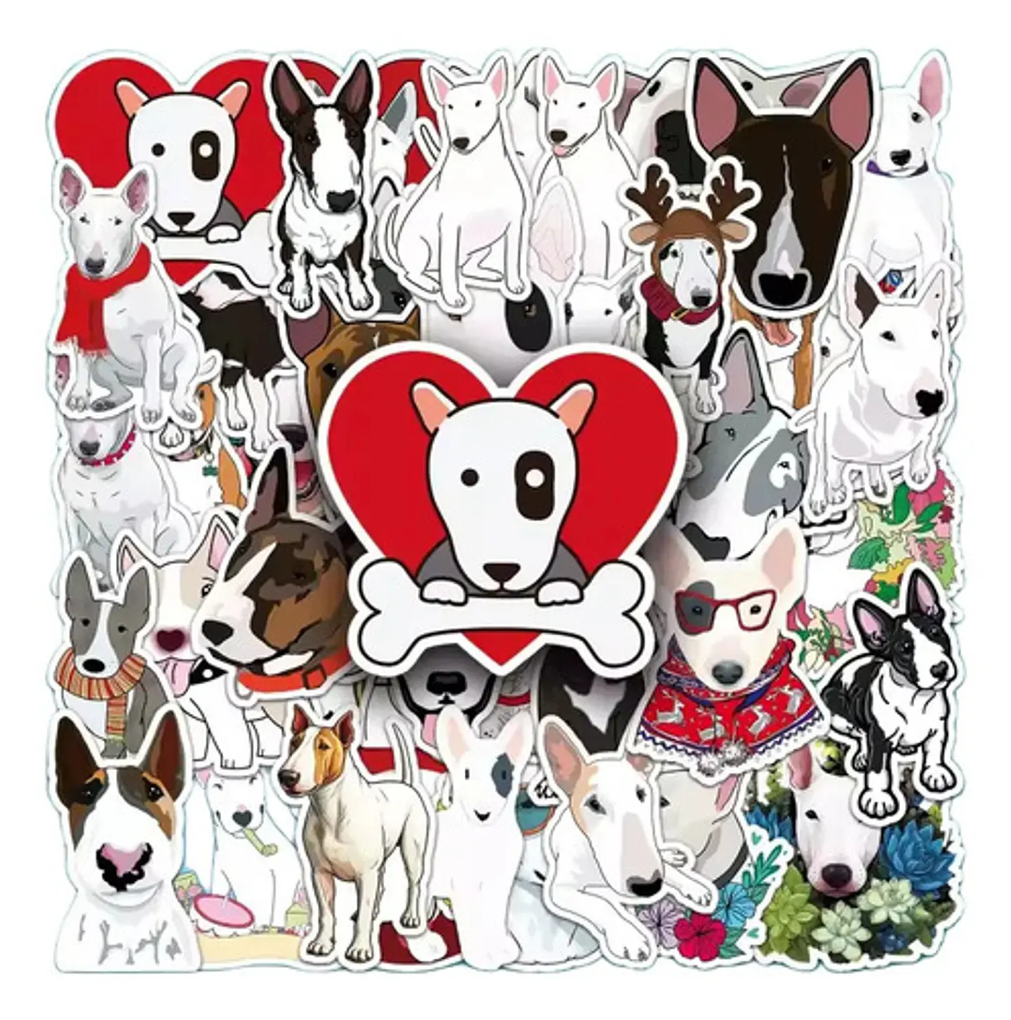 Perro Bull Terrier Kawaii - Set De 50 Stickers / Calcomanias 7