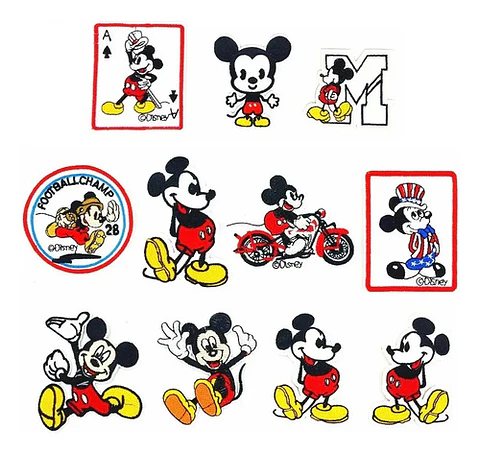 Mickey Mouse / Set 11 Parches Bordados Para Ropa De Mickey