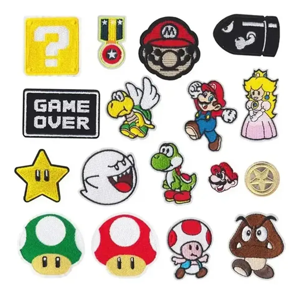 Mario Bros. / Set 17 Parches Bordados Para Ropa Super Mario 1